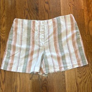 Rachel Zoe pink, peach, green and White flat front linen Shorts